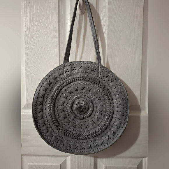 Anthropologie Handbags - Anthropologie Gray Circular Shoulder Bag